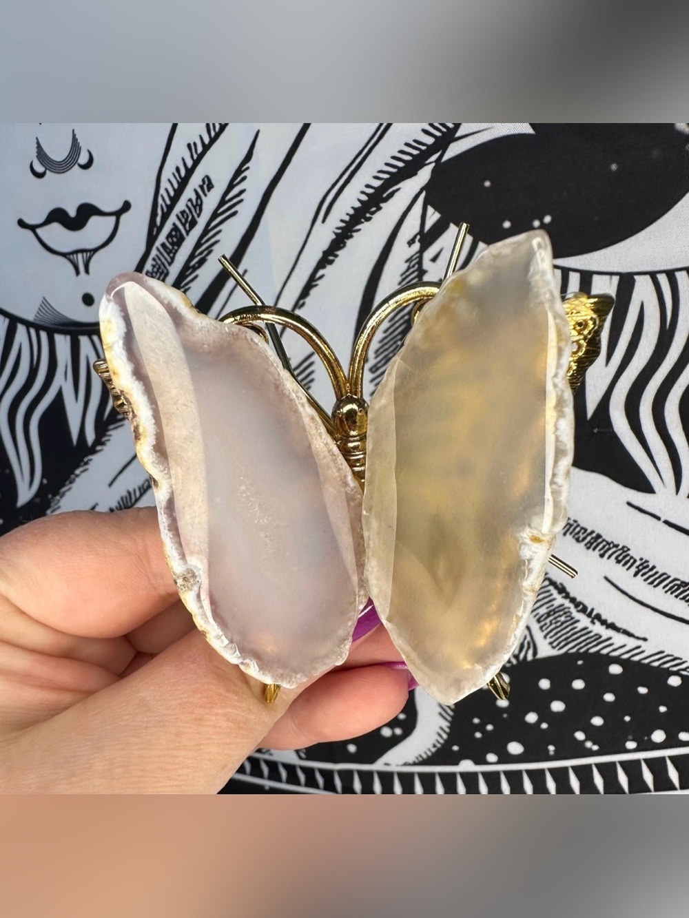 Agate Slice Butterfly - Natural